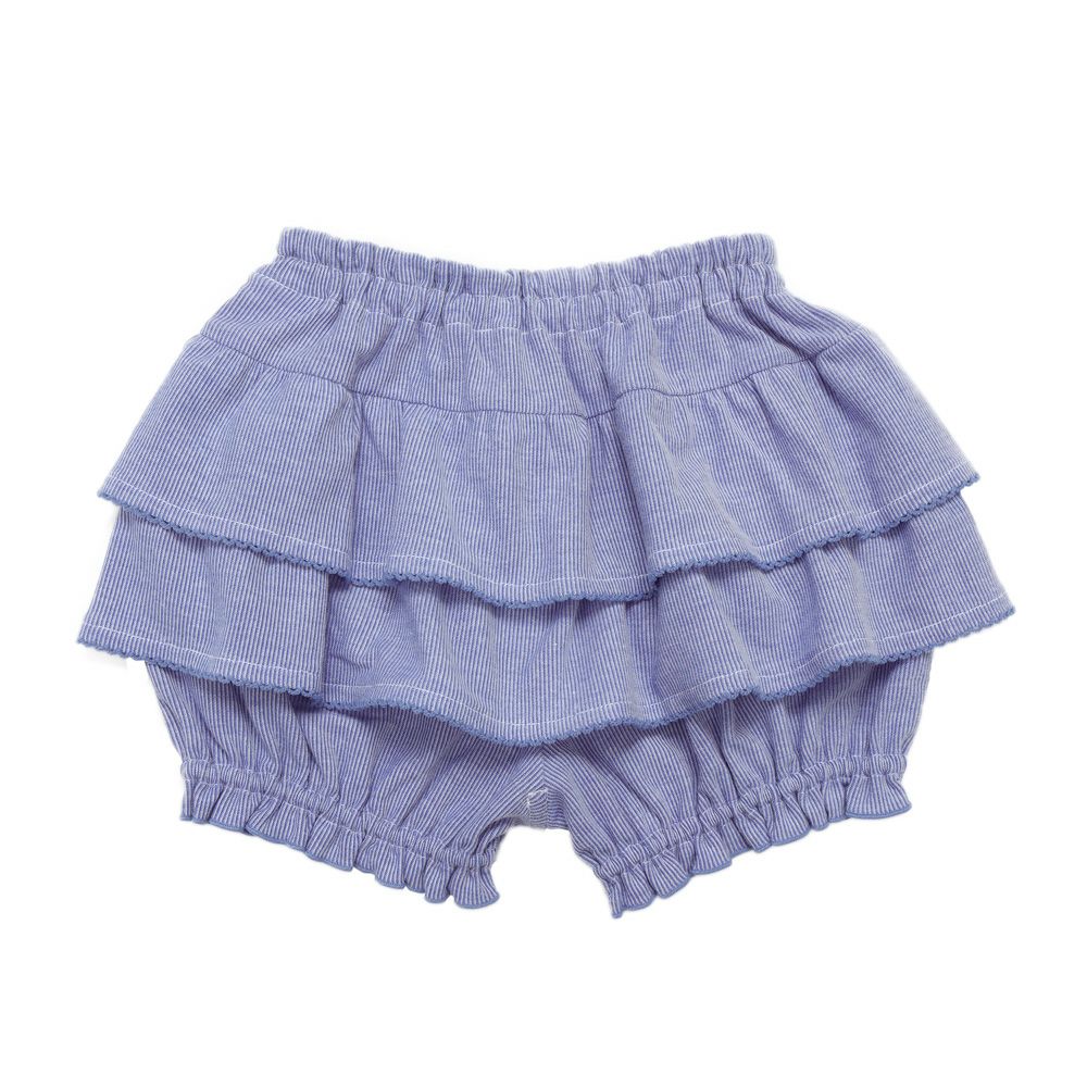 子供服 女の子 二段フリル ストライプ柄 かぼちゃパンツ ブルー(61) 背面