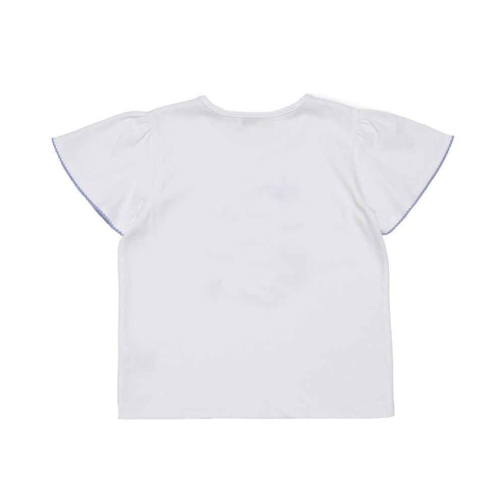 ベビー服 女の子 ピコレース袖 音符 綿100％ Tシャツ オフホワイト(11) 背面