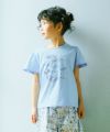 ベビー服 女の子 ピコレース袖 音符 綿100％ Tシャツ ブルー(61) モデル画像アップ