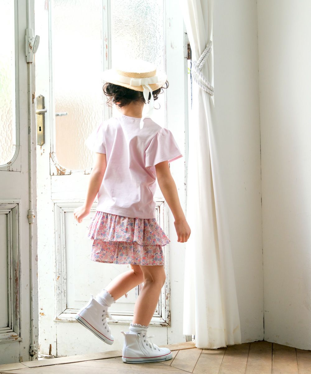 ベビー服 女の子 イルカ 魚 貝殻 マリン Tシャツ ピンク(02)モデル画像