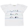 ベビー服 女の子 イルカ 魚 貝殻 マリン Tシャツ オフホワイト(11) 正面