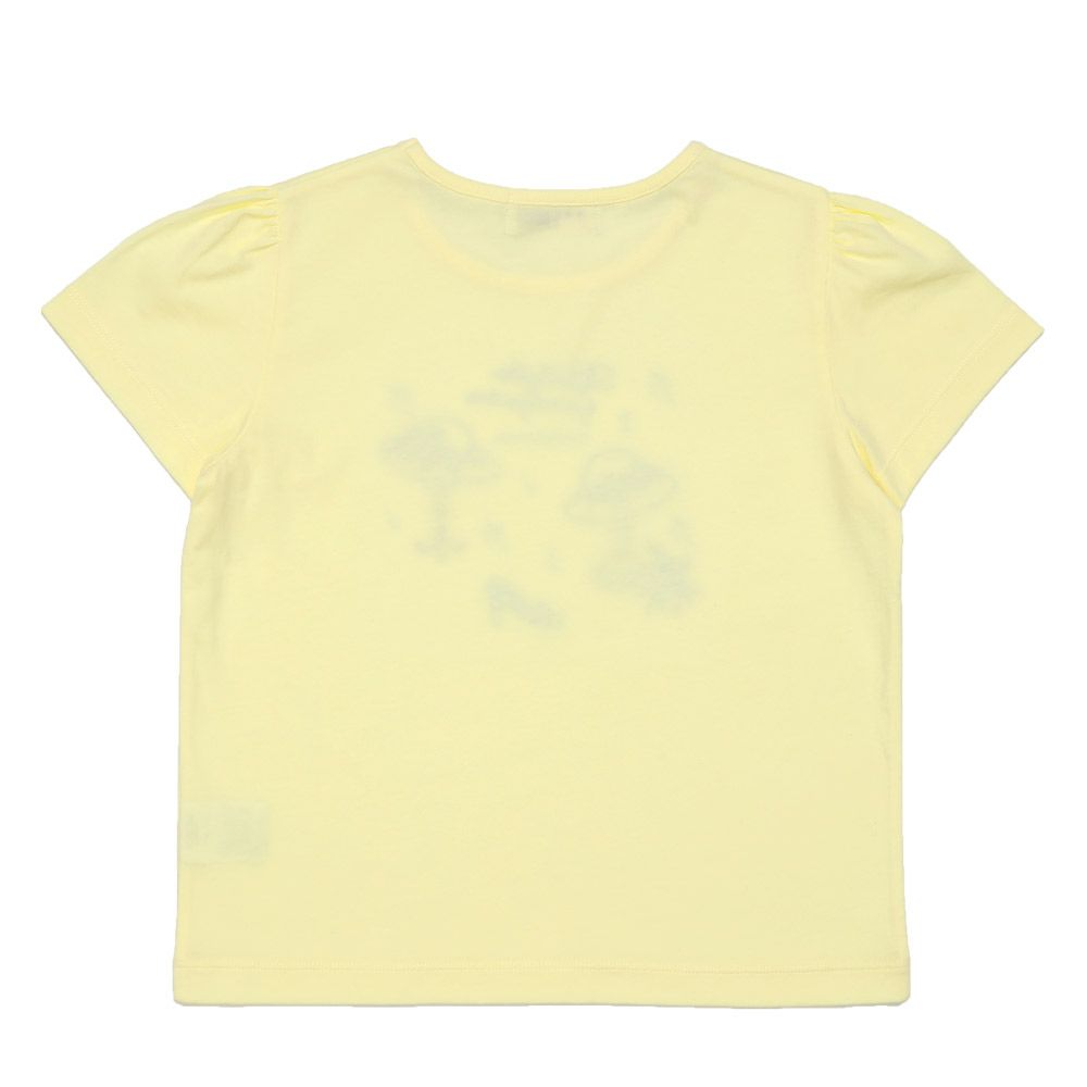 ベビー服 女の子 帽子アップリケ 音符 綿100％ Tシャツ イエロー(04) 背面