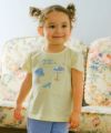 ベビー服 女の子 帽子アップリケ 音符 綿100％ Tシャツ イエロー(04) モデル画像1