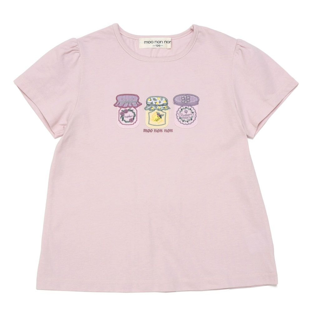ベビー服 女の子 バックリボンつき ジャム瓶 Tシャツ ピンク(02) 正面