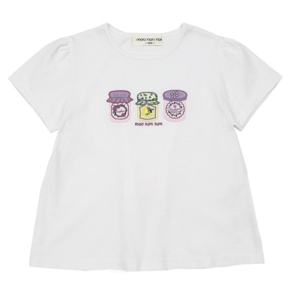 ベビー服 女の子 バックリボンつき ジャム瓶 Tシャツ オフホワイト(11) 正面