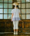 ベビー服 女の子 Aライン ストライプ 切り替え お花 Tシャツ オフホワイト(11) モデル画像2