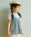 ベビー服 女の子 ギンガムチェック 重ね着風 Tシャツ ホワイト×ブラック(10) モデル画像1