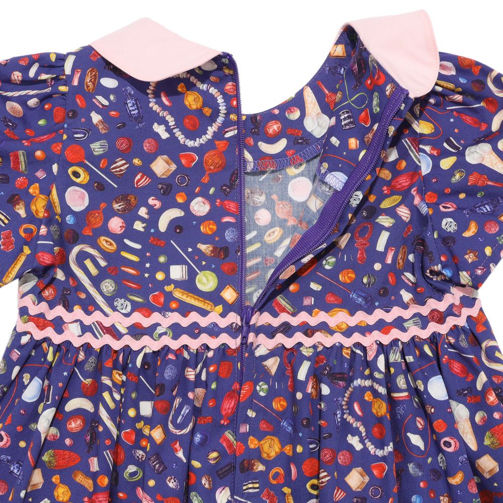 ベビー服 女の子 日本製 リバティプリント使用  スイーツ ワンピース パープル(91) デザインポイント1