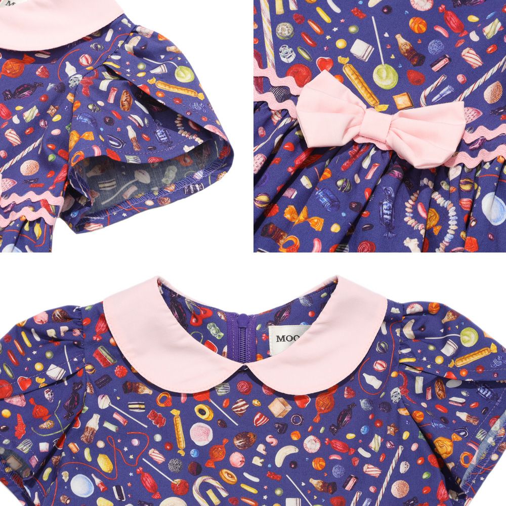 ベビー服 女の子 日本製 リバティプリント使用  スイーツ ワンピース パープル(91) デザインポイント2