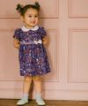 ベビー服 女の子 日本製 リバティプリント使用  スイーツ ワンピース パープル(91) モデル画像アップ