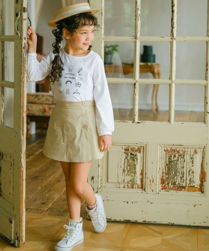 ボタン付き ラップスカート風 キュロット｜ベビー・子供服 通販