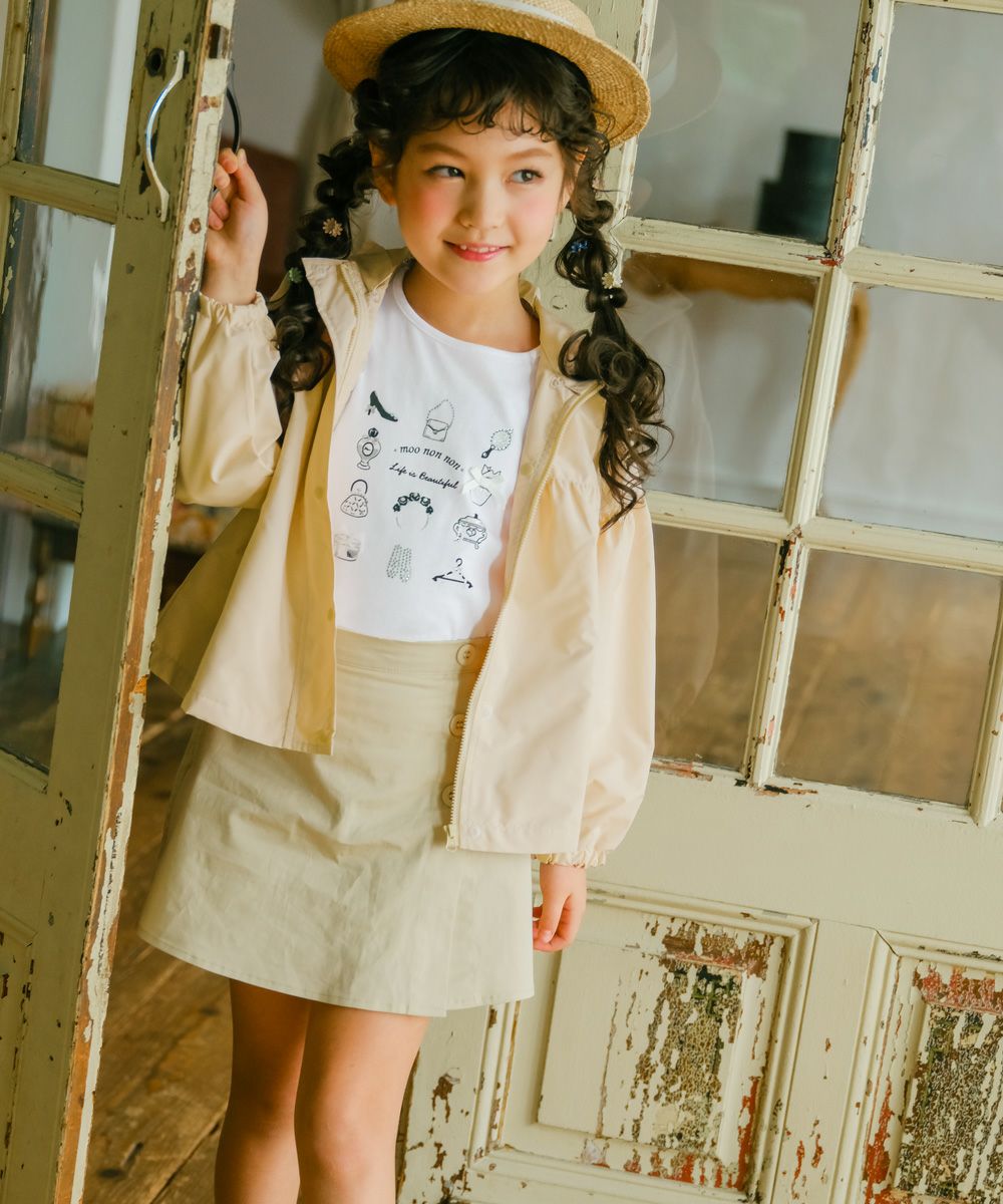 子供服 女の子 ボタン付き ラップスカート風 キュロット ベージュ(51) モデル画像3