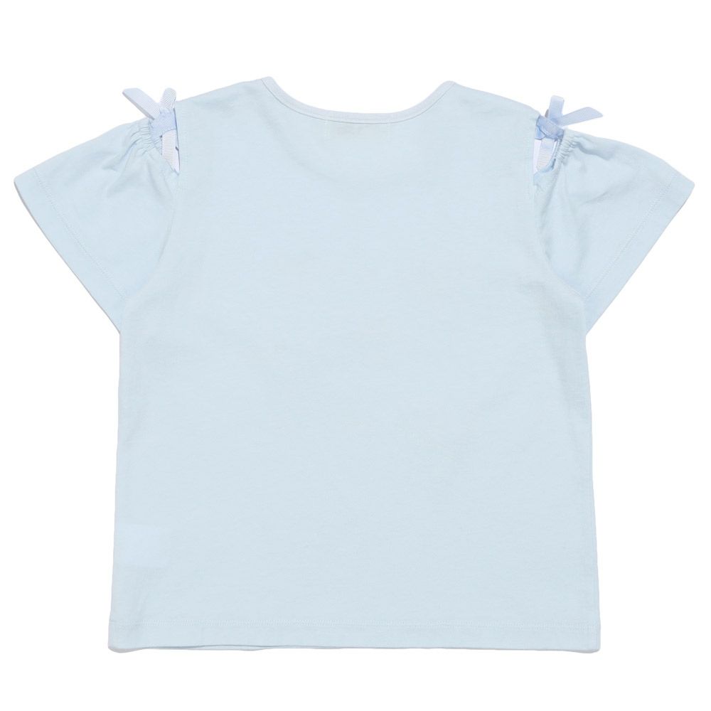 子供服 女の子 リボン 肩あき マリン 小物 モチーフ Tシャツ ブルー(61) 背面