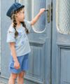 子供服 女の子 リボン 肩あき マリン 小物 モチーフ Tシャツ ブルー(61) モデル画像