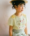 ベビー服 女の子 ギンガムチェック リボン ＆ さくらんぼ Tシャツ イエロー(04) モデル画像アップ