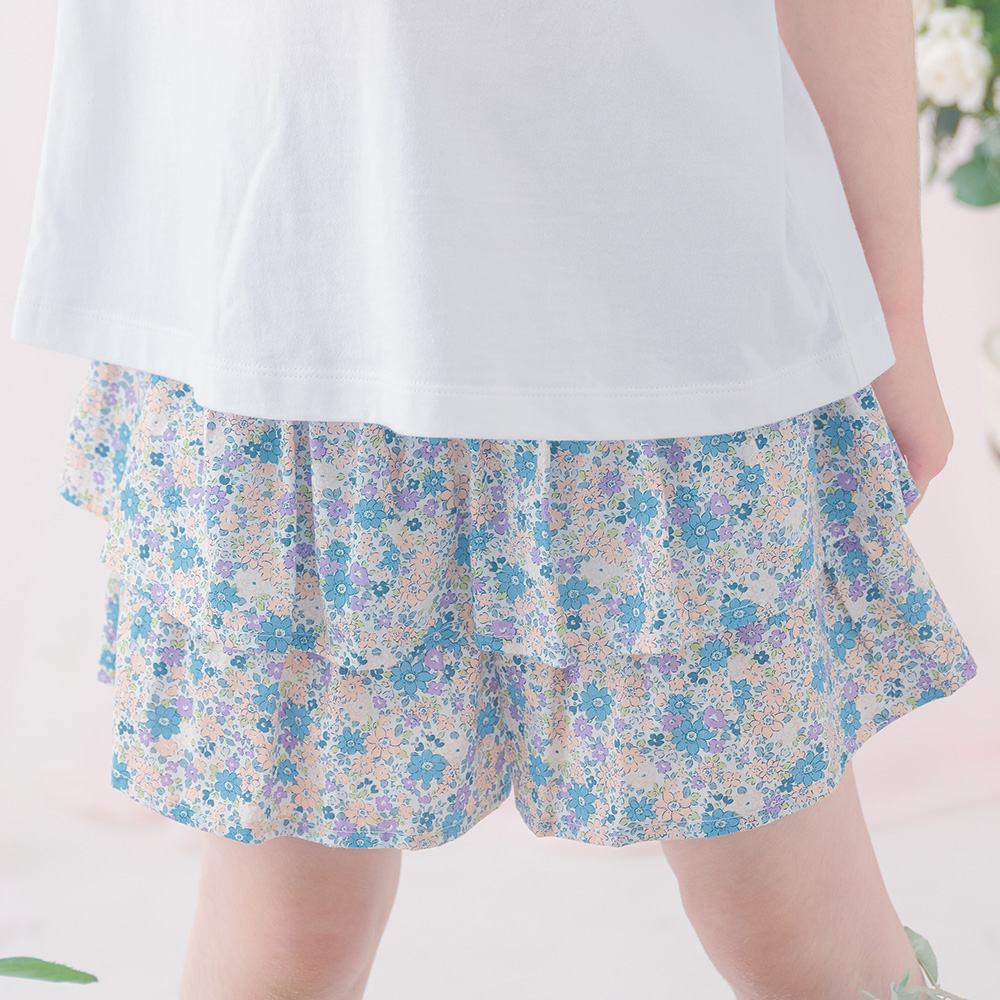 ベビー服 女の子 綿100% 小花柄 フリル キュロットパンツ