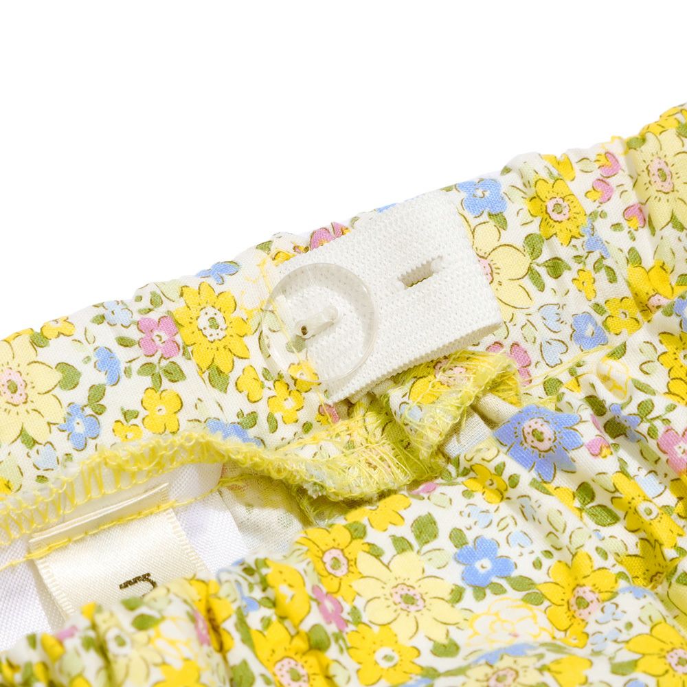 ベビー服 女の子 綿100% 小花柄 フリル キュロットパンツ イエロー(04) デザインポイント1