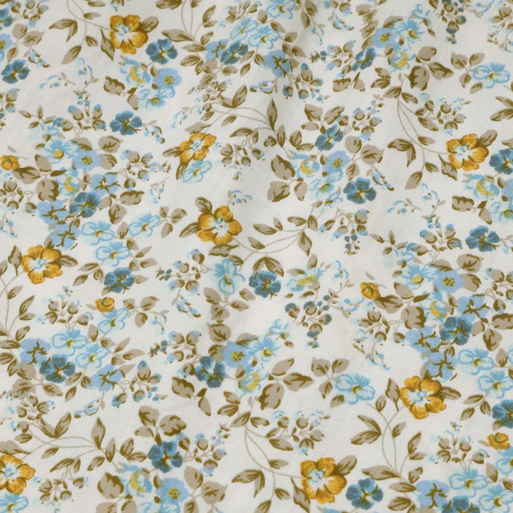 ベビー服 女の子 綿100％ 小花柄 ボタン開き ワンピース ブルー(61) デザインポイント1