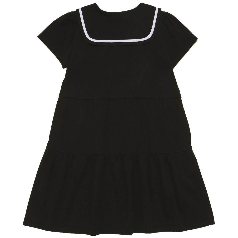 ベビー服 女の子 襟つきAラインワンピース ブラック(00) 背面