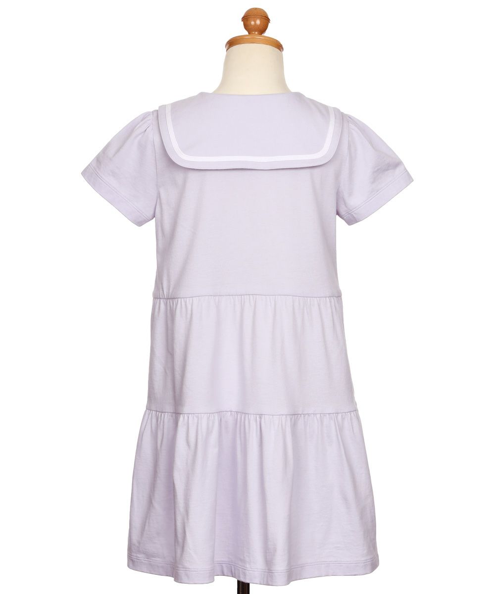 ベビー服 女の子 襟つきAラインワンピース パープル(91) トルソー背面