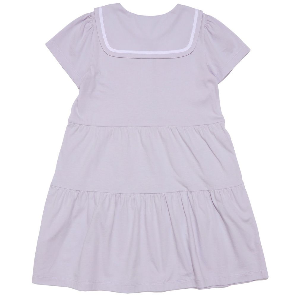 ベビー服 女の子 襟つきAラインワンピース パープル(91) 背面