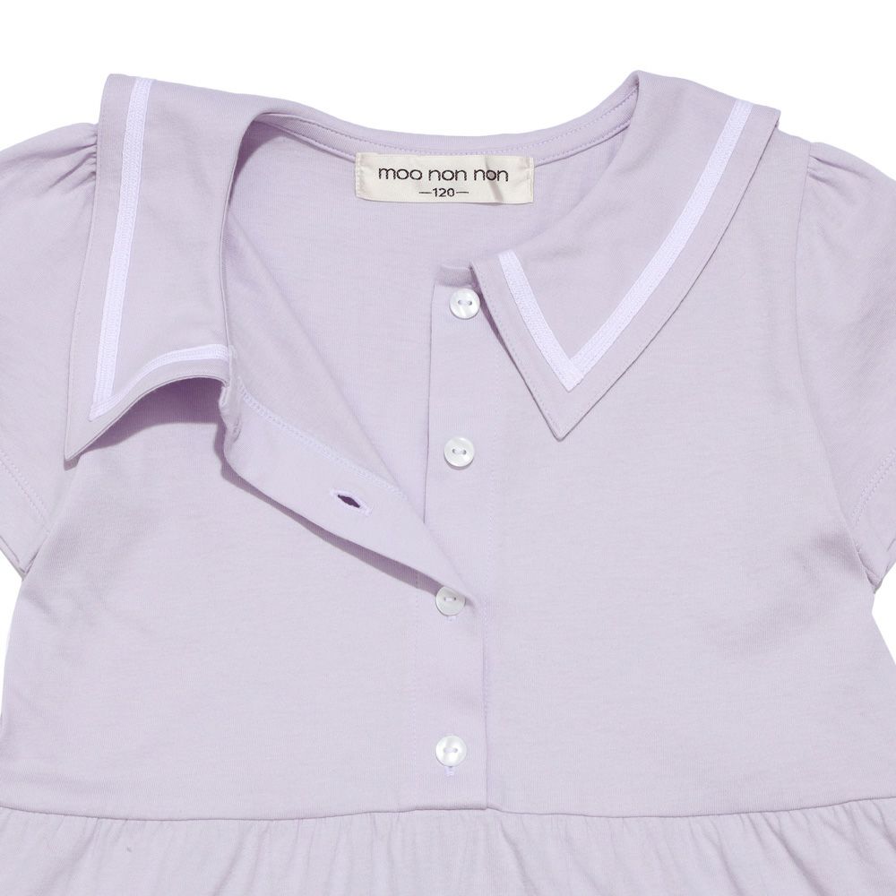 ベビー服 女の子 襟つきAラインワンピース パープル(91) デザインポイント1