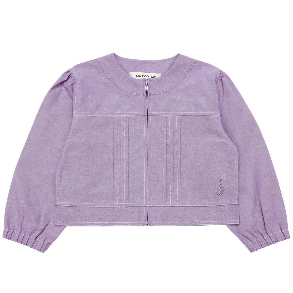 子供服 女の子 ダンガリー 音符刺繍 ジャケット パープル(91) 正面