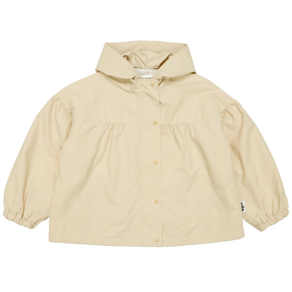 子供服 女の子 フード取り外し可能 ジップアップパーカー ベージュ(51) 正面