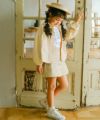 子供服 女の子 フード取り外し可能 ジップアップパーカー ベージュ(51) モデル画像2