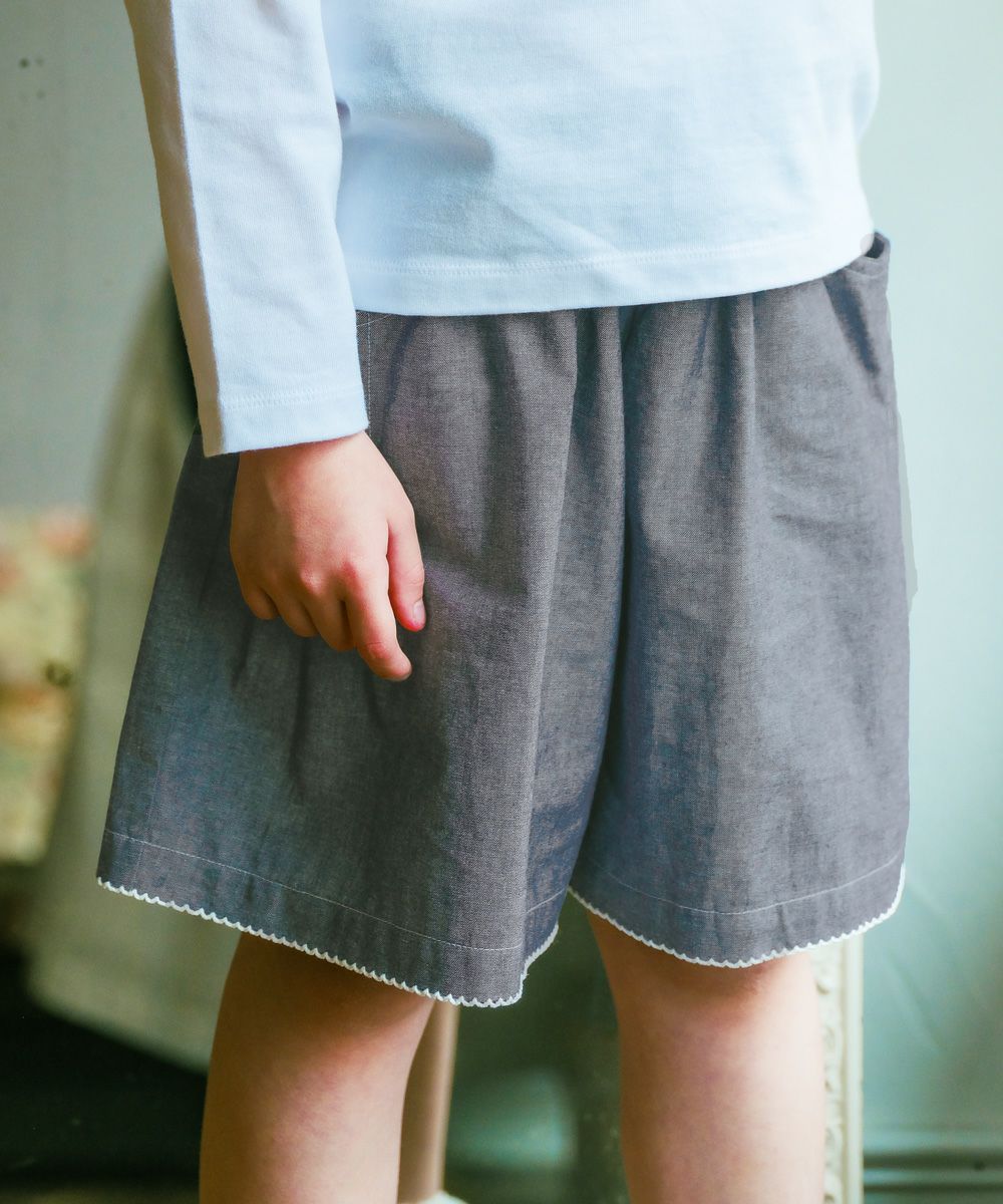 子供服 女の子 ダンガリー 音符刺繍 キュロット