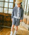 子供服 女の子 ダンガリー 音符刺繍 キュロット ネイビー(06) モデル画像3
