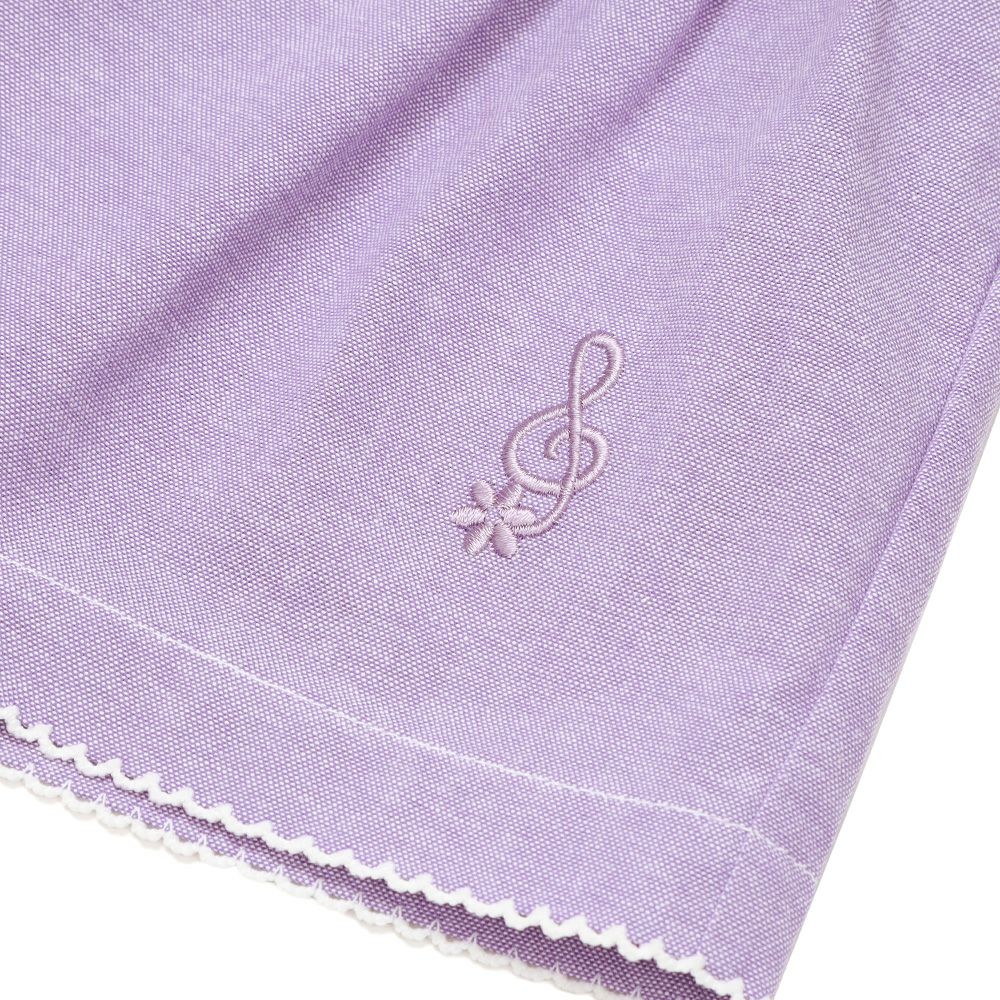 子供服 女の子 ダンガリー 音符刺繍 キュロット パープル(91) デザインポイント1