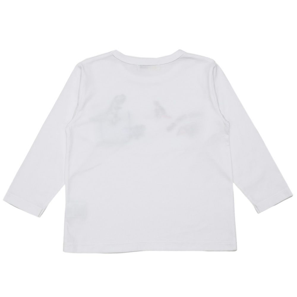 ベビー服 男の子 メッシュポケット付き 恐竜 刺繍 長袖 Tシャツ オフホワイト(11) 背面
