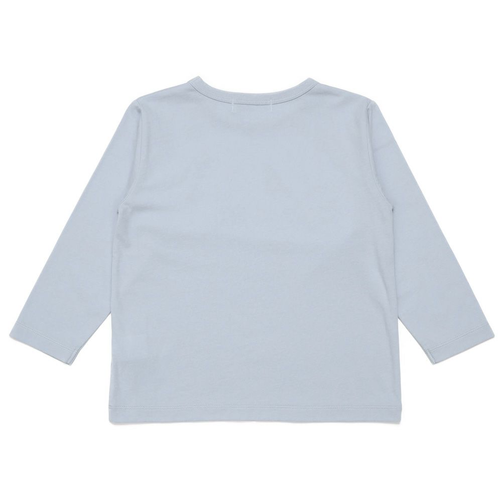ベビー服 男の子 メッシュポケット付き 恐竜 刺繍 長袖 Tシャツ ブルー(61) 背面