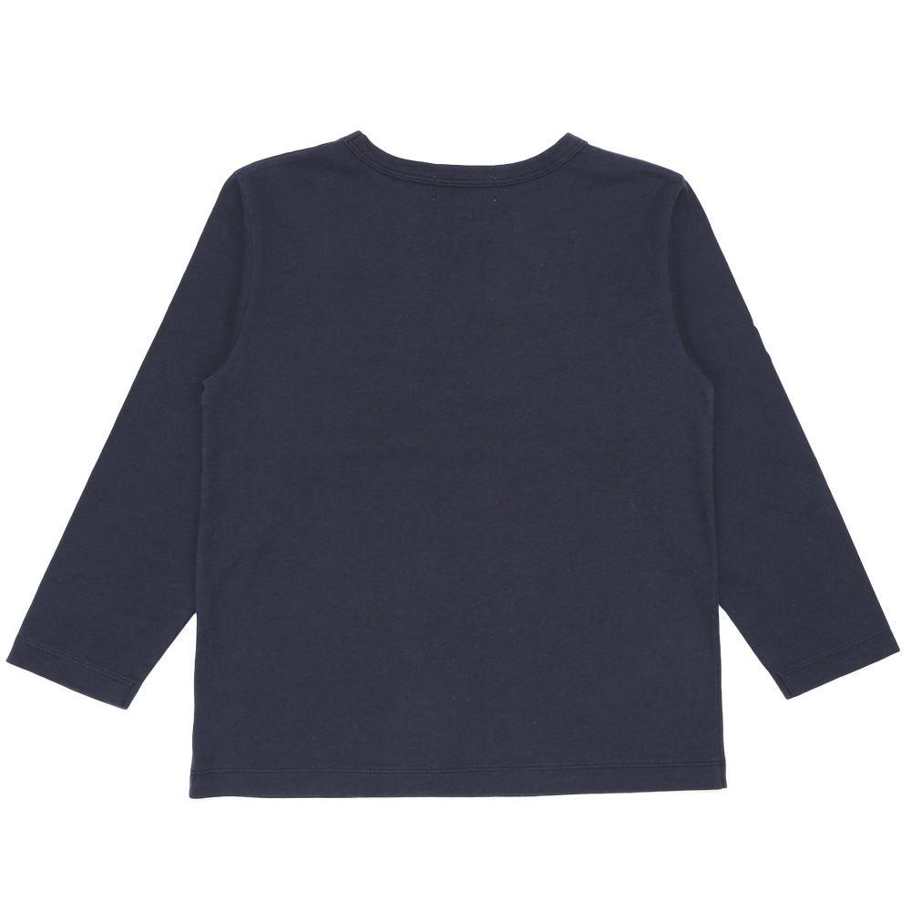 子供服 男の子 ポケット付き 異素材切替え 長袖 Tシャツ ネイビー(06) 背面