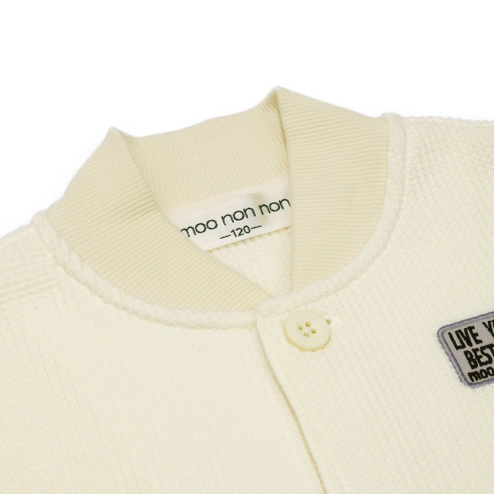 ベビー服 男の子 ワッフル生地カーディガン オフホワイト(11) デザインポイント1