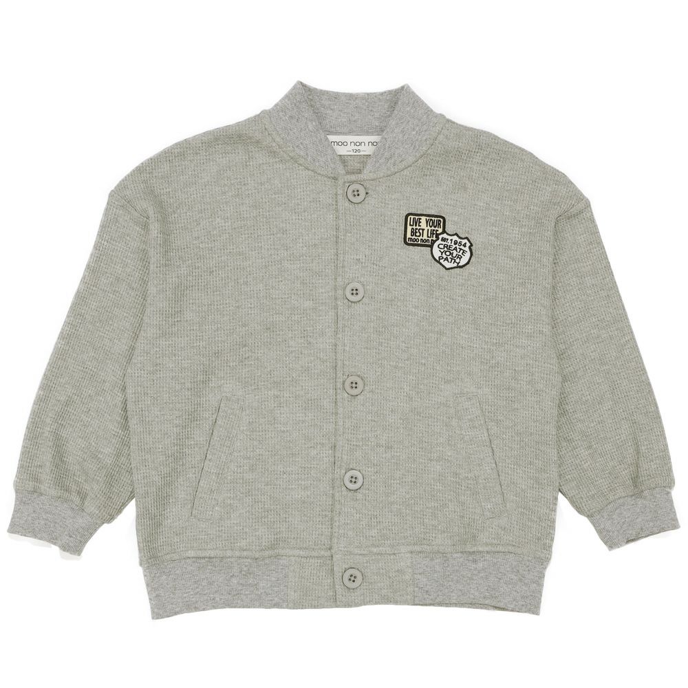 ベビー服 男の子 ワッフル生地カーディガン 杢ｸﾞﾚｰ(92) 正面
