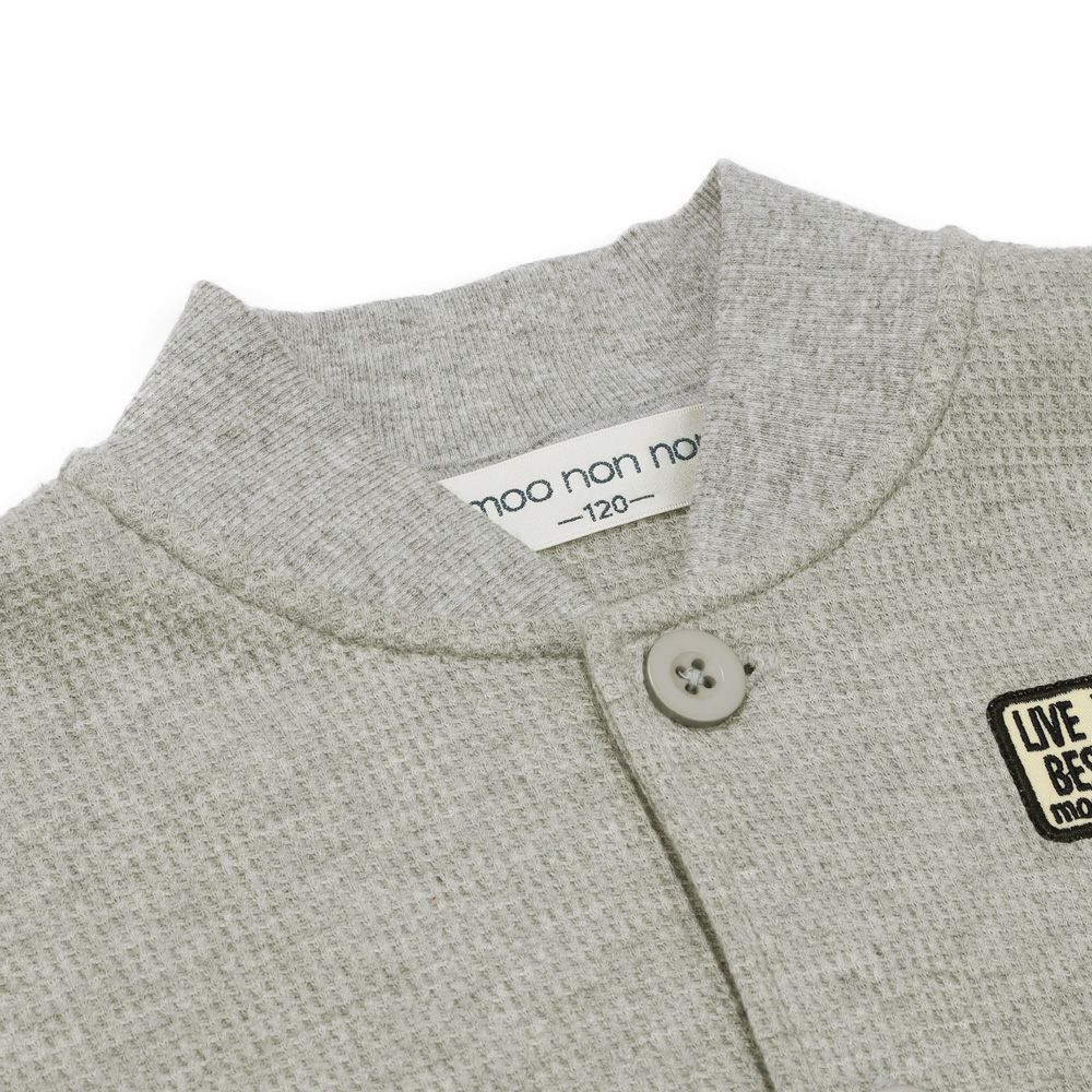 ベビー服 男の子 ワッフル生地カーディガン 杢ｸﾞﾚｰ(92) デザインポイント1