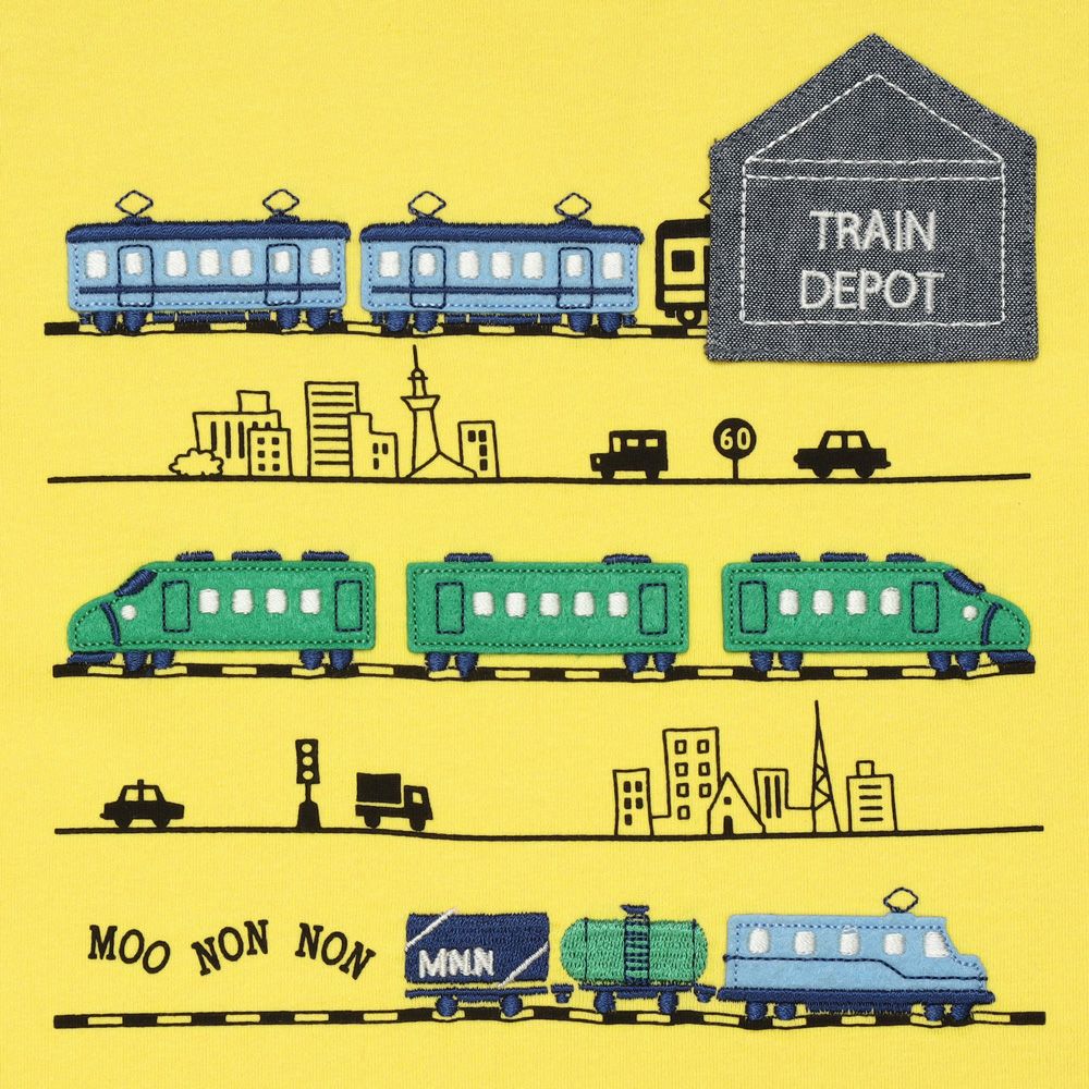 ベビー服 男の子 綿100％ 電車 ポケット 半袖 Tシャツ イエロー(04) デザインポイント1