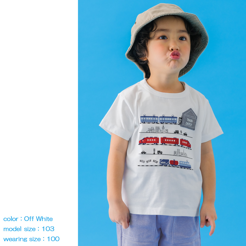 ベビー服 男の子 綿100％ 電車 ポケット 半袖 Tシャツ イエロー(04) デザインポイント1