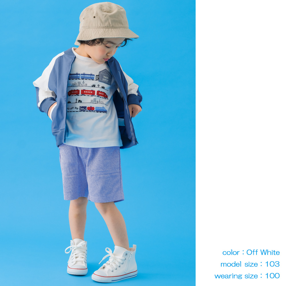 ベビー服 男の子 綿100％ 電車 ポケット 半袖 Tシャツ イエロー(04) デザインポイント2