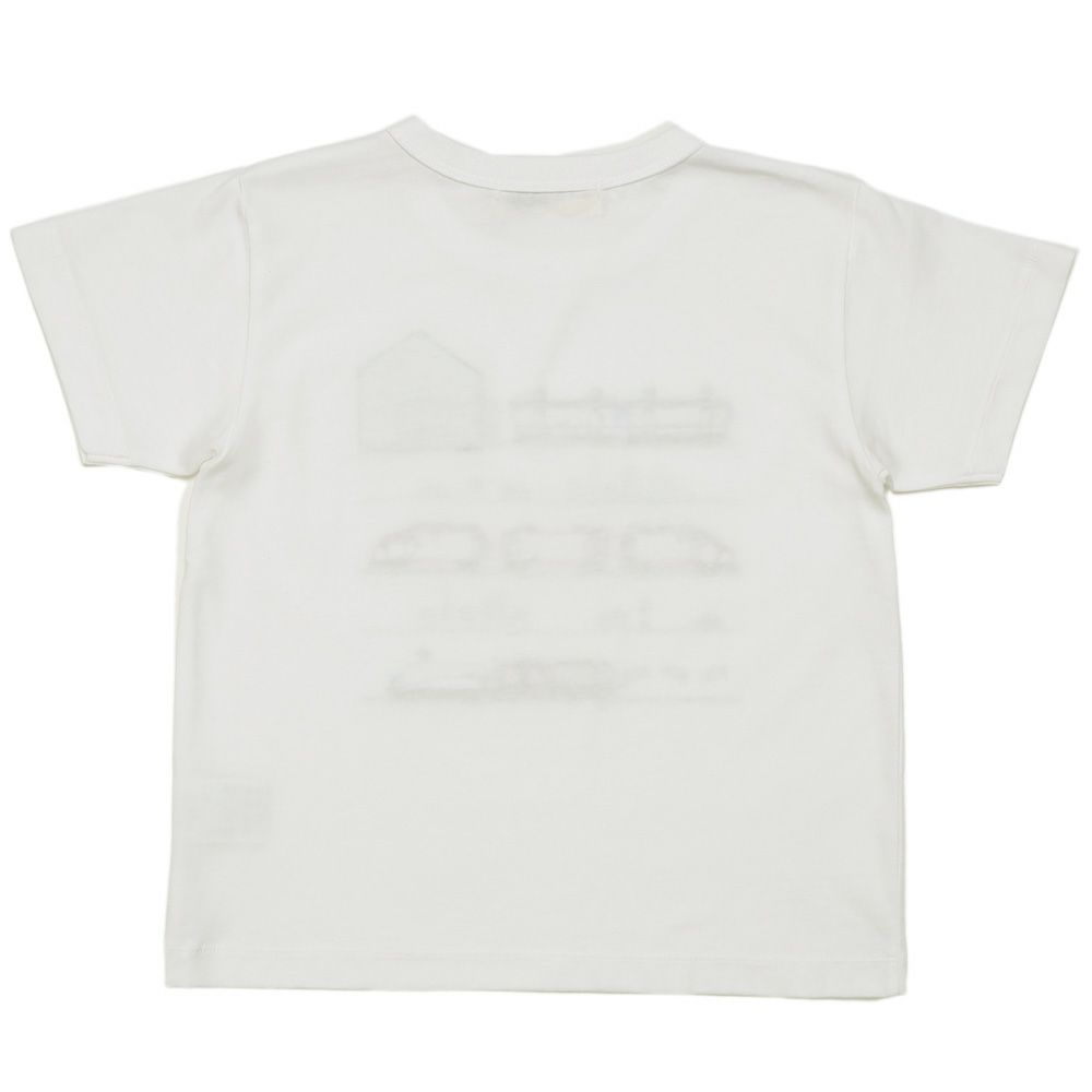 ベビー服 男の子 綿100％ 電車 ポケット 半袖 Tシャツ オフホワイト(11) 背面