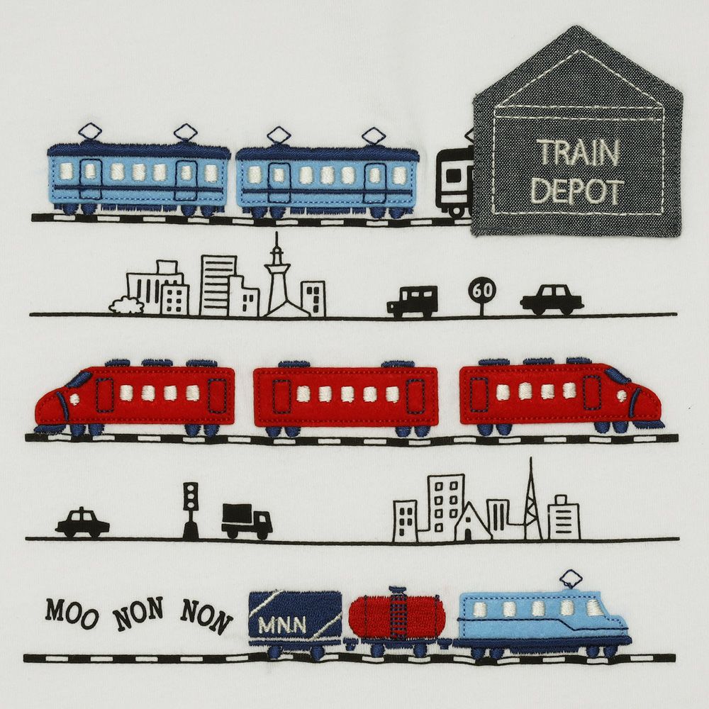 ベビー服 男の子 綿100％ 電車 ポケット 半袖 Tシャツ オフホワイト(11) デザインポイント1