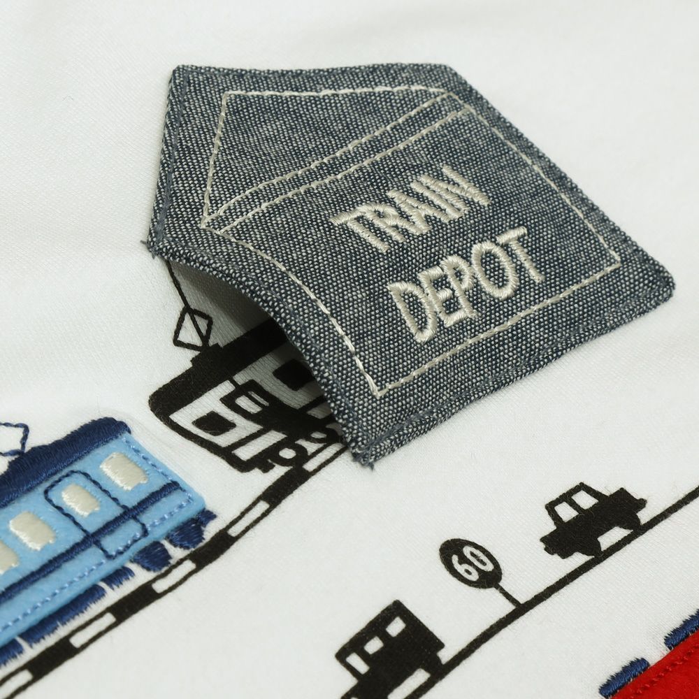 ベビー服 男の子 綿100％ 電車 ポケット 半袖 Tシャツ オフホワイト(11) デザインポイント2