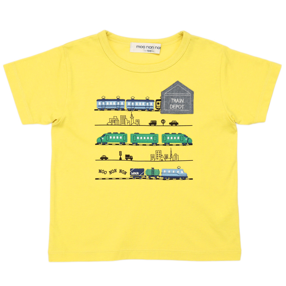 ベビー服 男の子 綿100％ 電車 ポケット 半袖 Tシャツ オフホワイト(11) モデル画像3