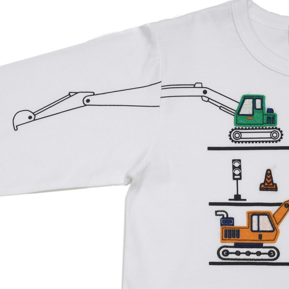 ベビー服 男の子 働く車 アップリケ 長袖Tシャツ オフホワイト(11) デザインポイント2