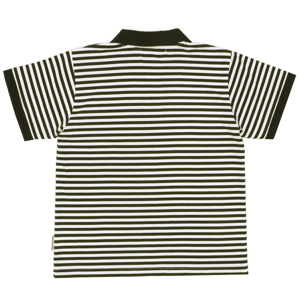 ベビー服 男の子 綿100％ 襟付き ボーダー柄 Tシャツ ホワイト×ブラック(10) 背面