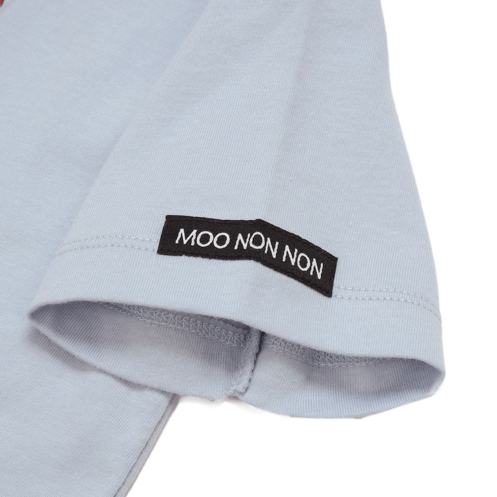 ベビー服 男の子 綿100％ 乗り物 刺繍 袖ロゴアップリケ Tシャツ ブルー(61) デザインポイント2