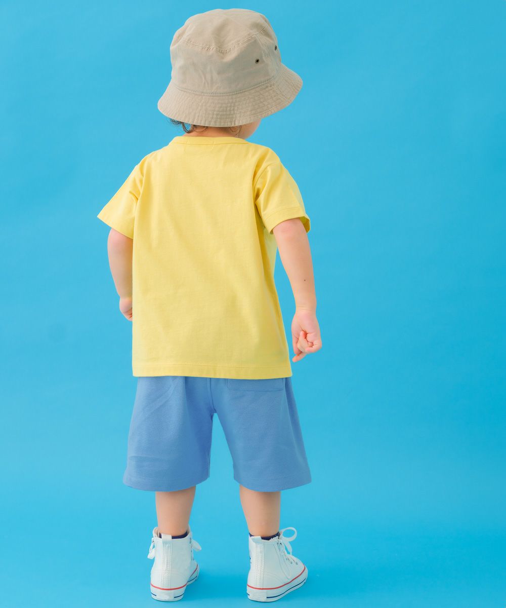 ベビー服 男の子 綿100％ ロボット 刺繍 半袖 Tシャツ イエロー(04) モデル画像1