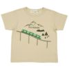 ベビー服 男の子 綿100％ 電車 アップリケ ＆ 山 モチーフ Tシャツ ベージュ(51) 正面